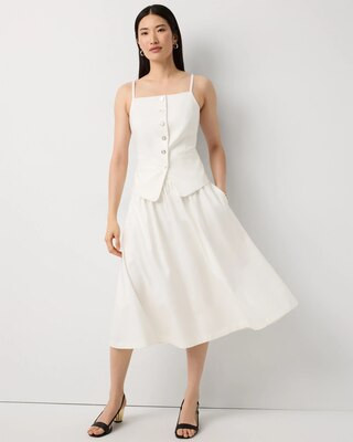 Women's A-line Midi Skirt in White size 00 | White House Black Market | White House Black Market