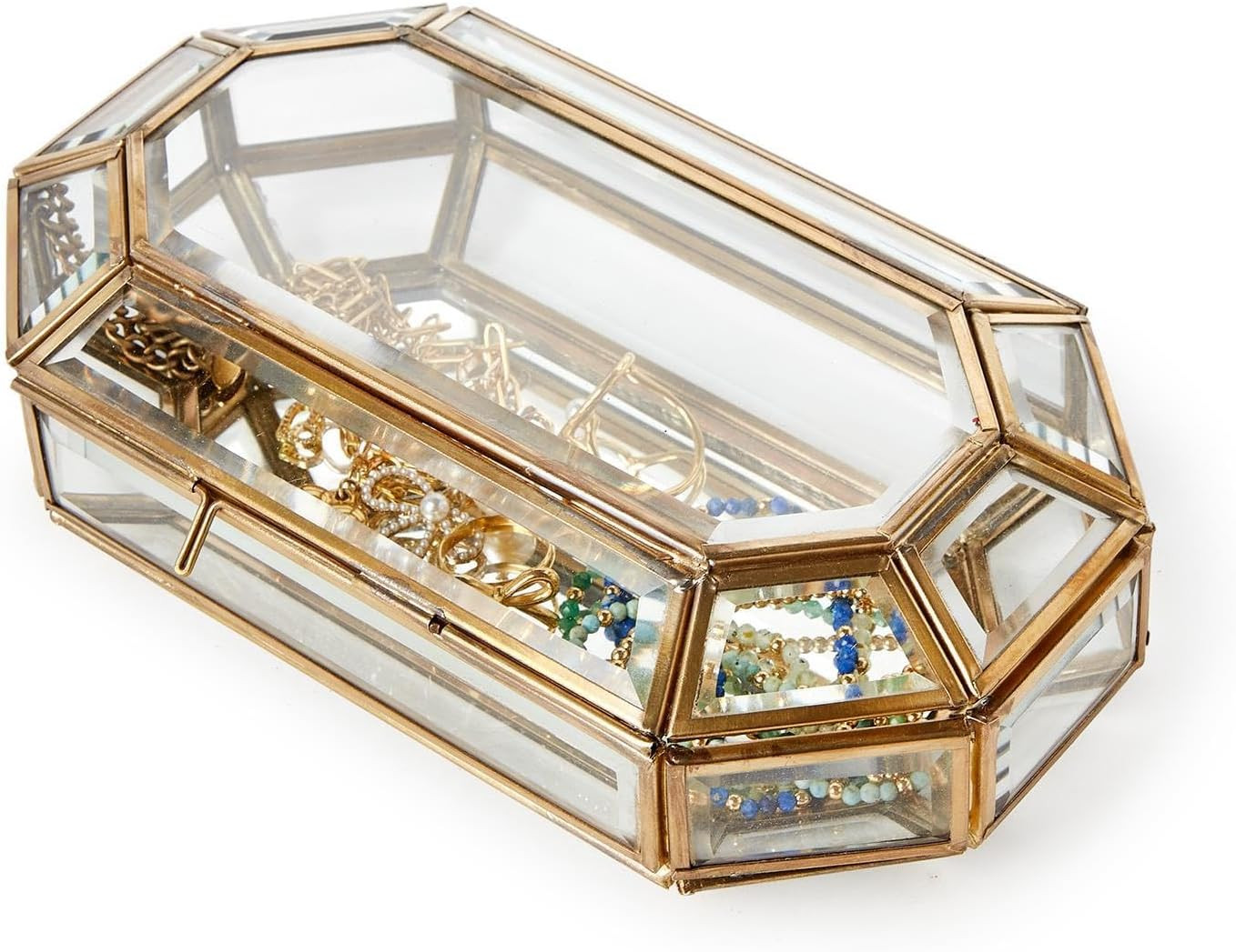Two's Company Jewelry Box with Gold Antique Trim, 8-Inch, Glass | Amazon (US)