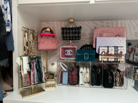Purse and handbag, organization and display for master closet, clear acrylic, organizers, and dividers for your closet storage
Chanel bags and woc for spring and summer Gucci 