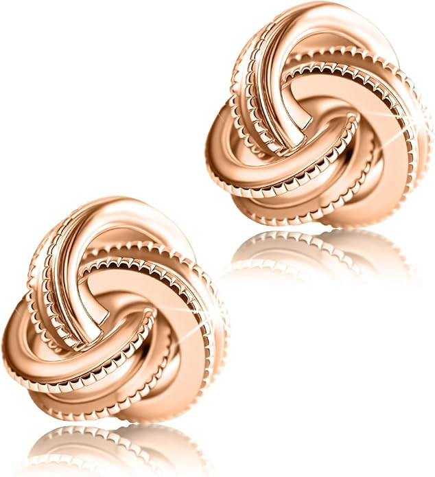 Gold Plated Sterling Silver Studs Love Knot Earrings For Women | Hypoallergenic & Nickle Free Jew... | Amazon (US)