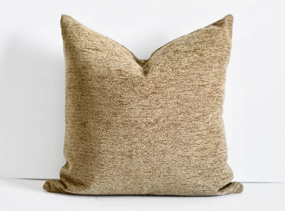 Camel Brown Textured Throw Pillow the Tyra Woven Brown | Etsy | Etsy (US)
