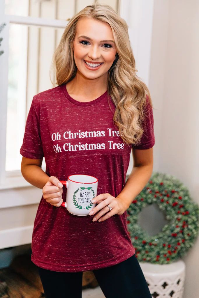 Oh Christmas Tree Maroon Marble Graphic Tee | The Mint Julep Boutique