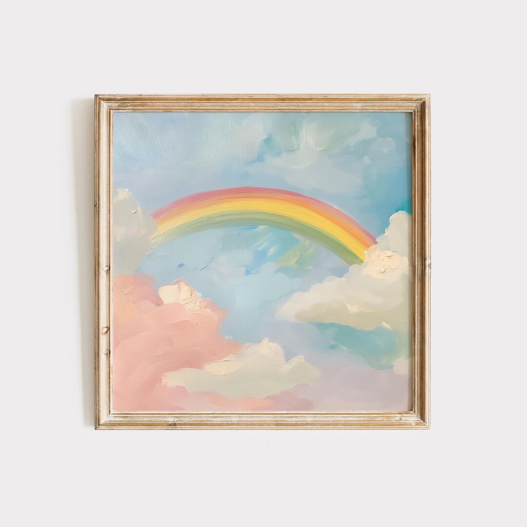 Pastel Rainbow Nursery Art: Soft Cloud Sky Painting (digital Download) - Etsy | Etsy (US)