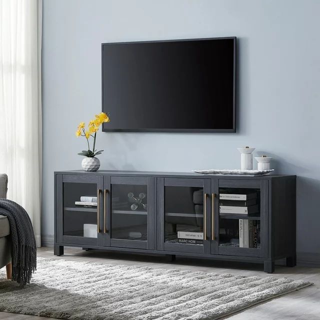Evelyn&Zoe Quincy Rectangular TV Stand for TV's up to 75", Charcoal Gray | Walmart (US)