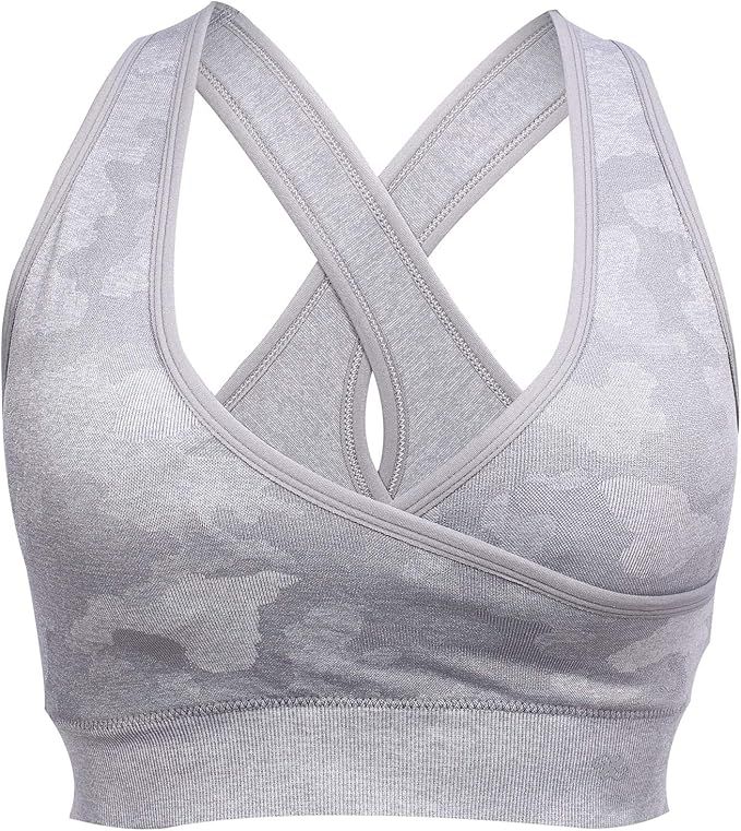 CHICZÈLE Sports Bras for Women Seamless Removable Pads Strappy Stretchy Workout Medium Support Y... | Amazon (US)