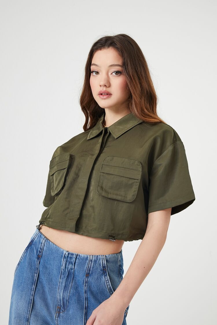 Cropped Nylon Pocket Shirt | Forever 21