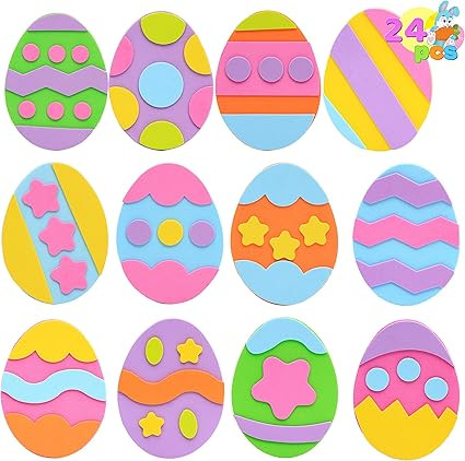 24 Pcs Foam Easter Egg Magnet Craft Kit - Crafts for Kids and Fun Home Activities | Amazon (US)