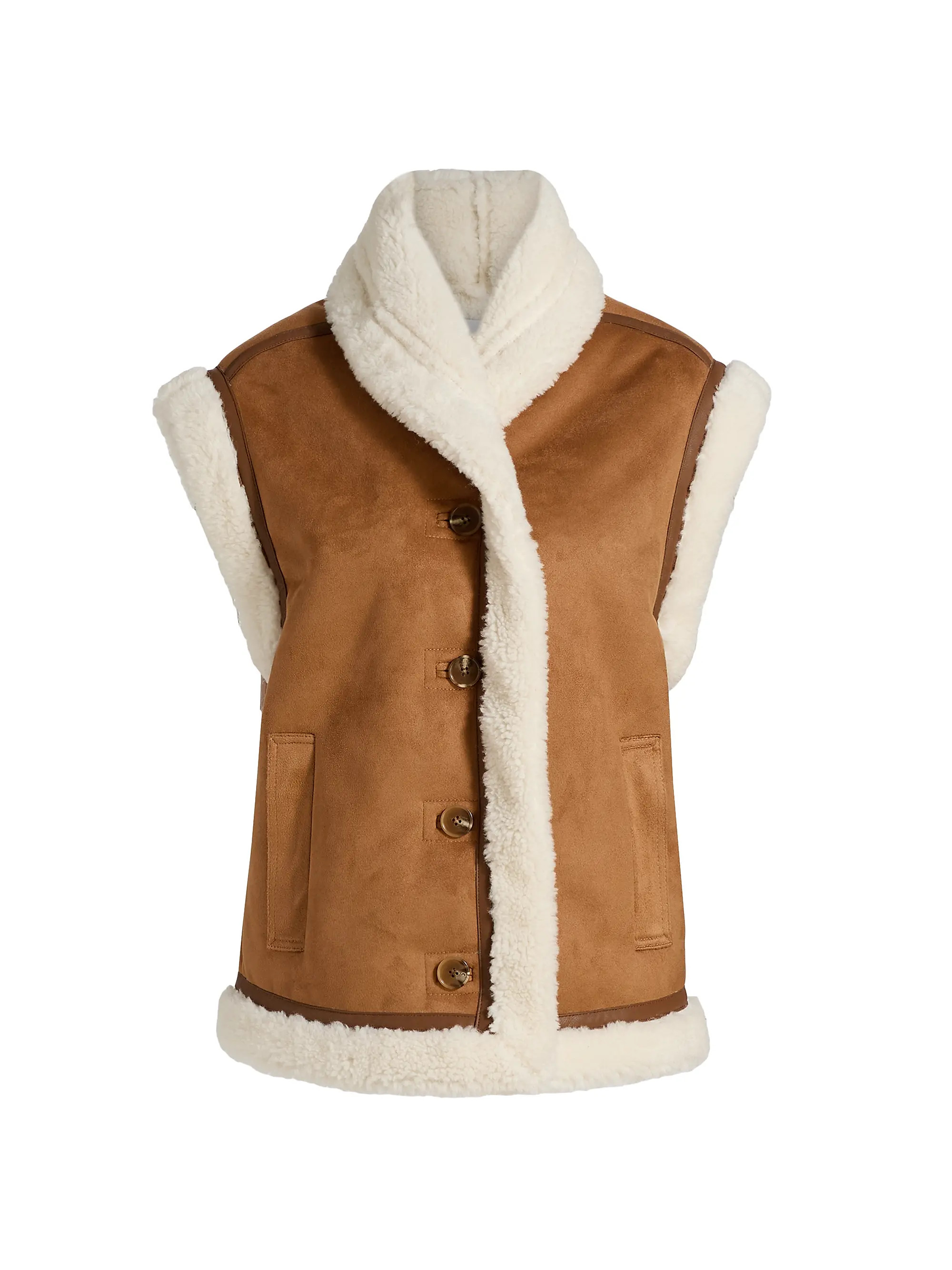 Athena Faux Shearling-Trimmed Vest | Saks Fifth Avenue