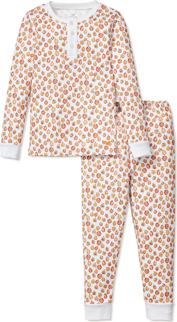 Petite Plume Kids' Pumpkin Patch Fitted Pima Cotton Two-Piece Pajamas | Nordstrom | Nordstrom