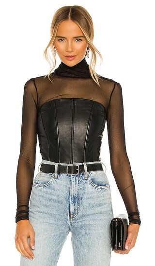 Davina Leather Corset in Black | Revolve Clothing (Global)