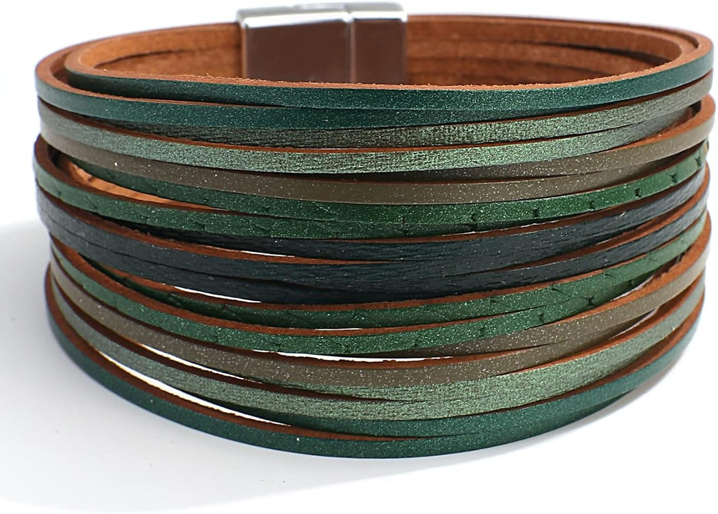 Fesciory Leather Wrap Bracelets for Women, Boho Leopard Multi-Layer Crystal Beads Cuff Bracelet J... | Amazon (US)