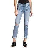 Silver Jeans Co. Women's Avery Curvy Fit High Rise Straight Leg Jean, Washed Down Dual FX Indigo, 27 | Amazon (US)