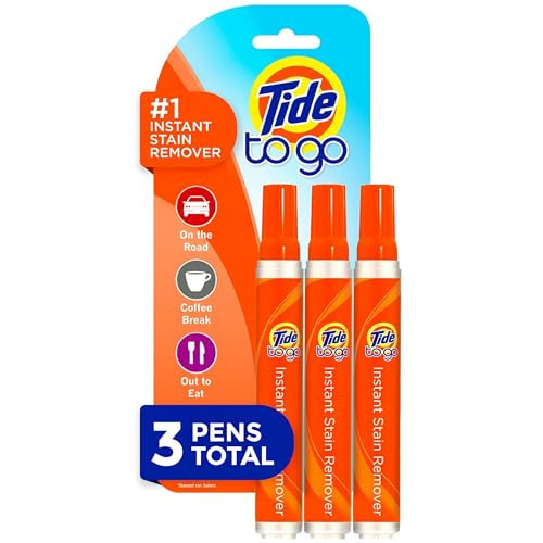 Tide Pen Stain Remover for Clothes, Tide To Go Pen, Instant Stain Remover Pen & Spot Cleaner, Portable & Travel-Friendly, Works on Food & Drink Stains, Fits in Purses & Bags, 3 Count (Pack of 1) | Amazon (US)