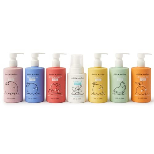Dabble & Dollop Rainbow of Bubbles, Natural Bath, Body Wash, Shampoo & Conditioner for Kids, USA-Made, Paraben & Sulfate Free, Vegan, Gluten-Free, Tear-Free, (Set of 7) | Amazon (US)
