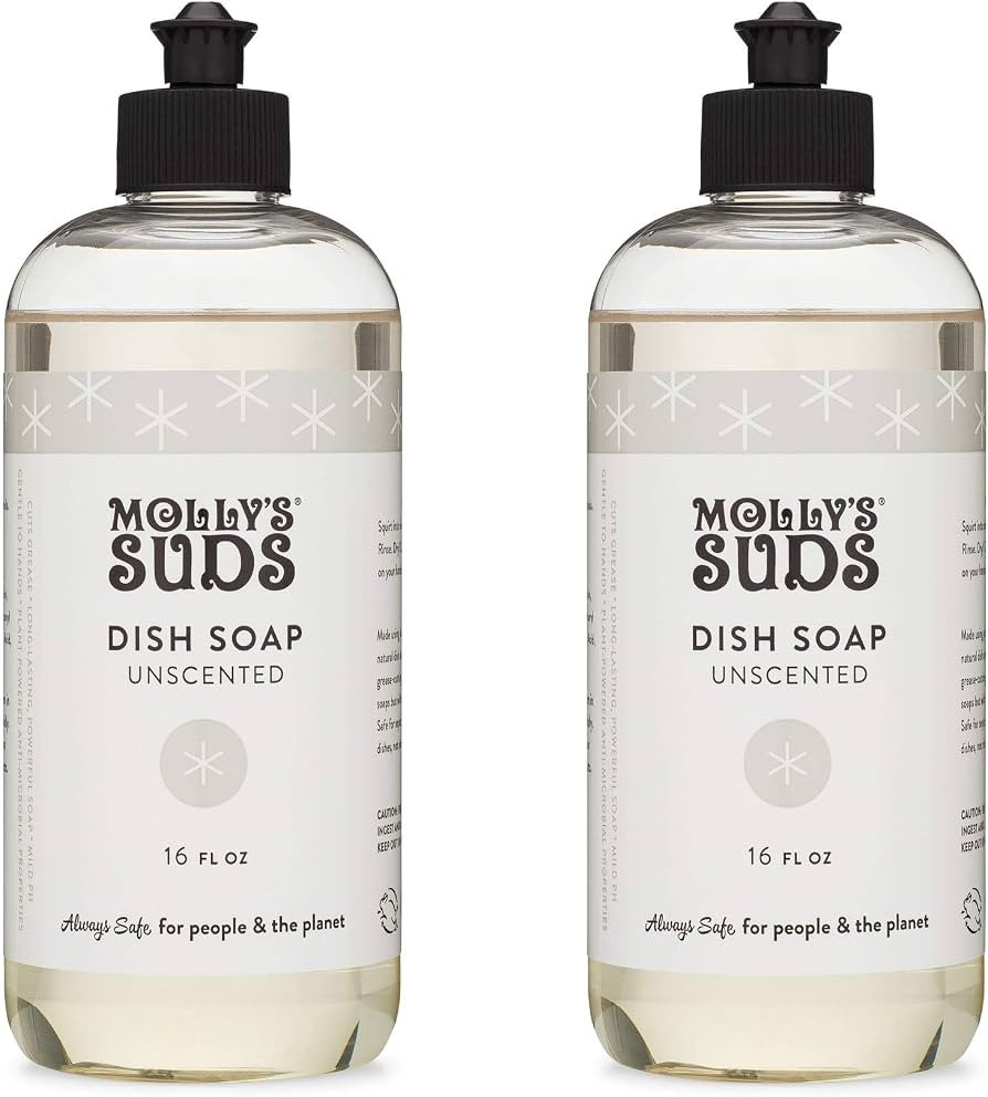 Molly's Suds Natural Liquid Dish Soap | Long-Lasting, Powerful Plant-Powered Ingedients | Unscent... | Amazon (US)