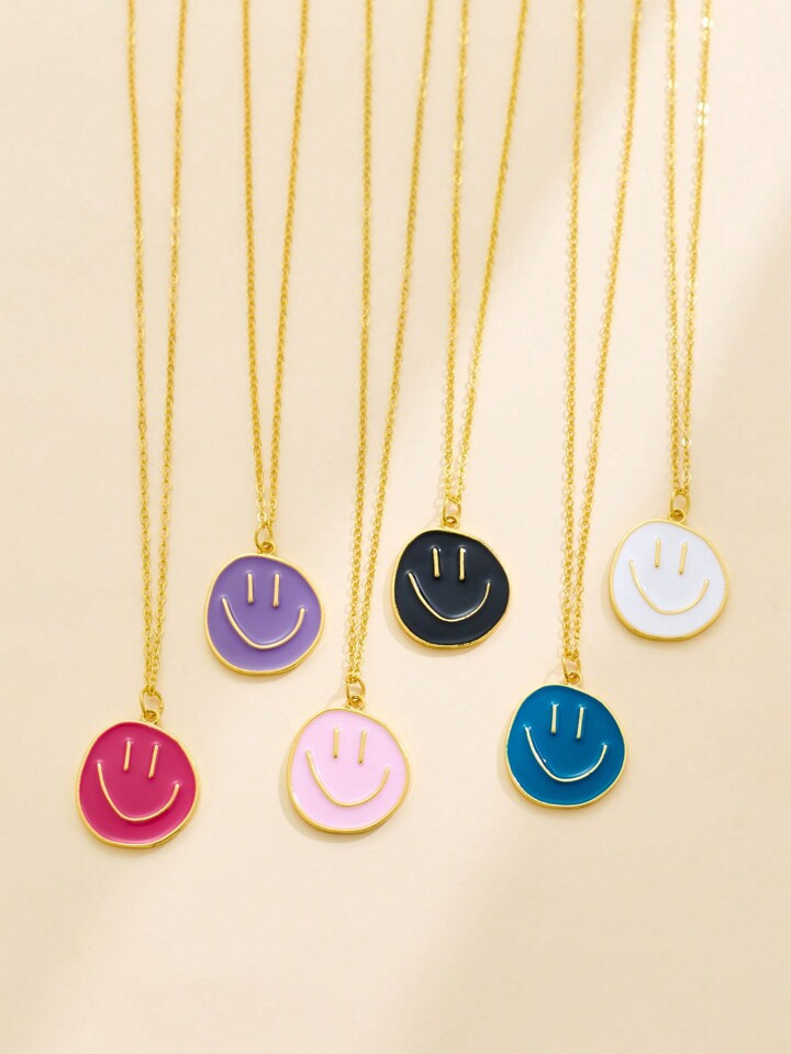 1 lachend gezicht eenvoudige ketting, leuke zomerstrandsieraden | SHEIN  Nederland | SHEIN