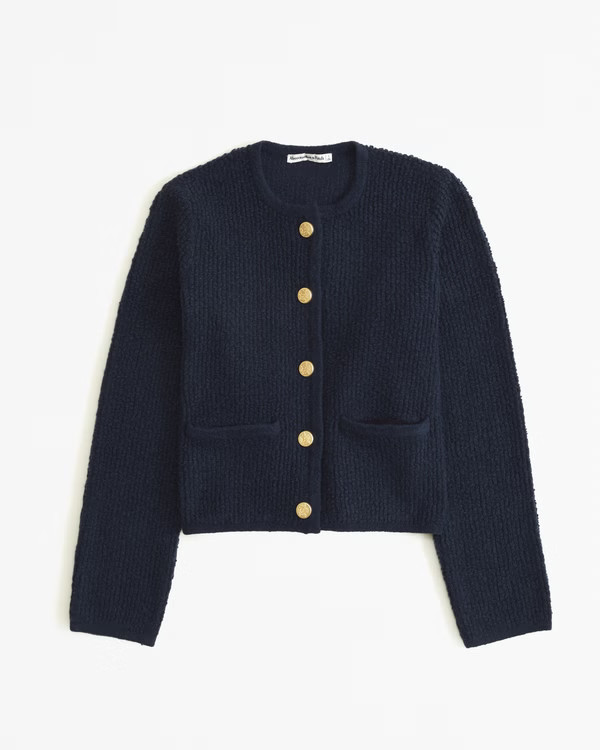 Collarless Sweater Cardigan | Abercrombie & Fitch (US)