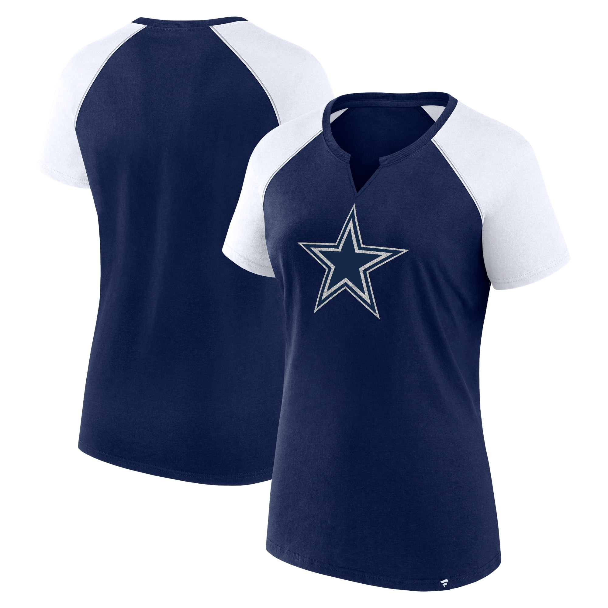 Women's Fanatics Navy/White Dallas Cowboys Glittered Primary Raglan T-Shirt | Walmart (US)
