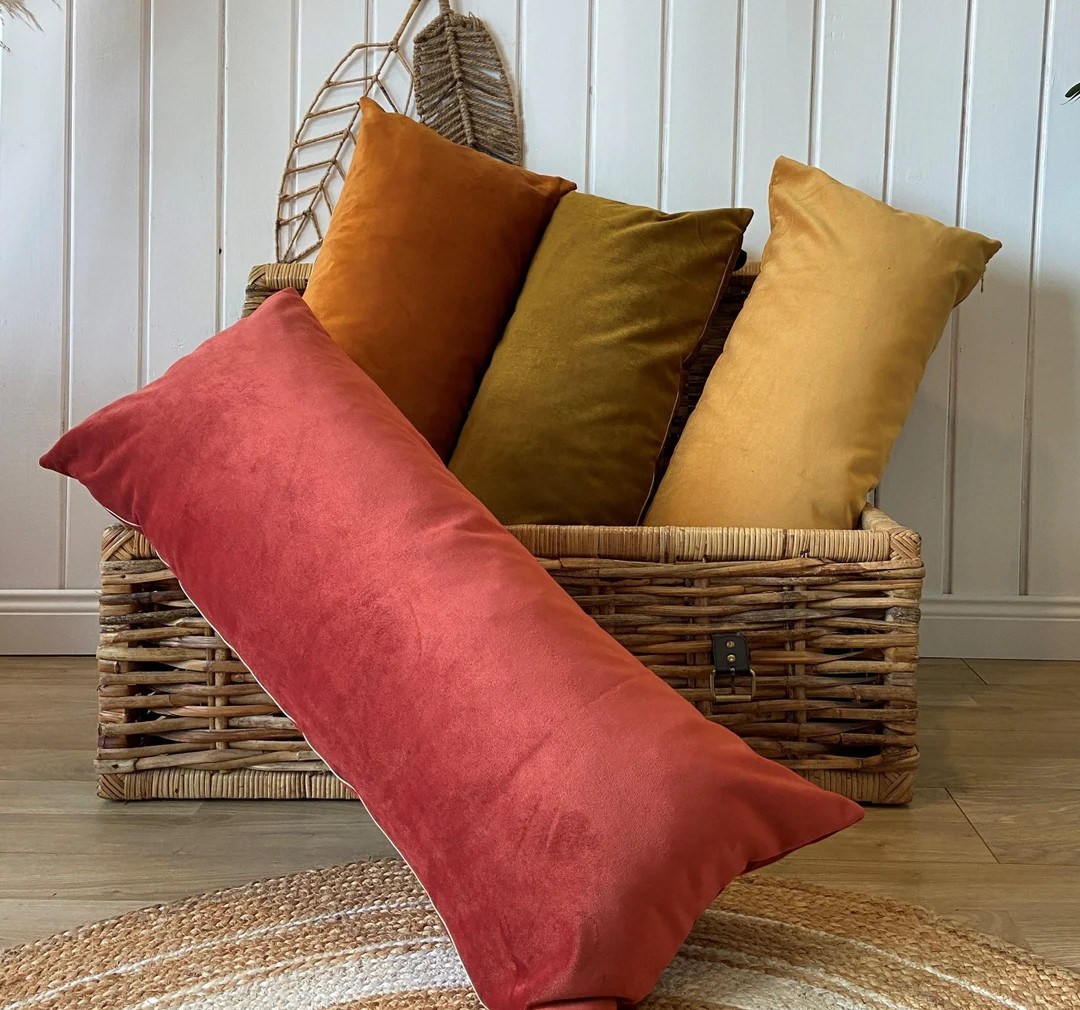 XL Velvet Lumbar Pillow Cover: Brown Body Pillow for Sofa, Bed | Etsy (US)