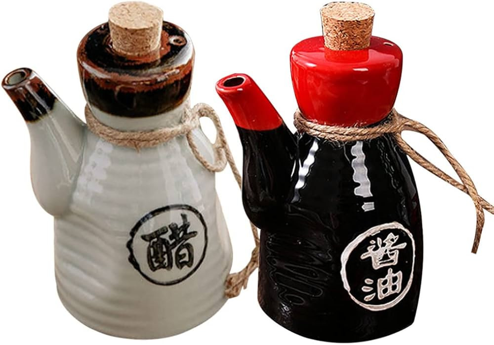 Luxshiny 2Pcs Japanese Soy Sauce and Vinegar Dispenser Bottles: 200ml Ceramic Condiment Bottles f... | Amazon (US)
