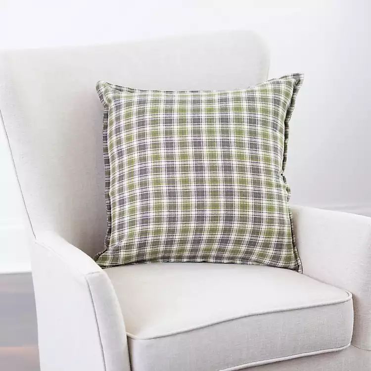 Gray and Green Fall Plaid Pillow | Kirkland's Home