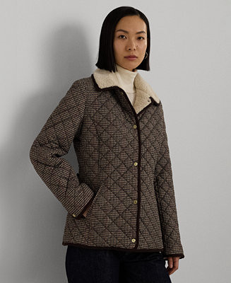 Lauren Ralph Lauren Women's Faux-Sherpa-Collar Quilted Coat - Macy's | Macy's