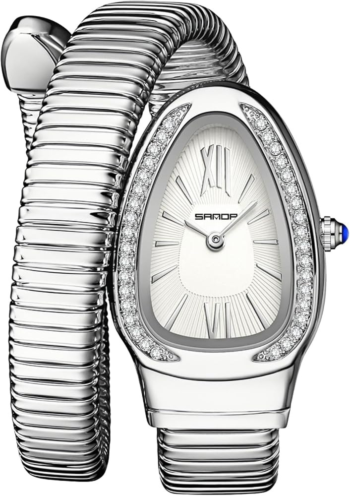 Gosasa Stylish Women's Snake Shape Bangle Watch Unique Design Snake Coil Elegant Dress Diamond Br... | Amazon (US)