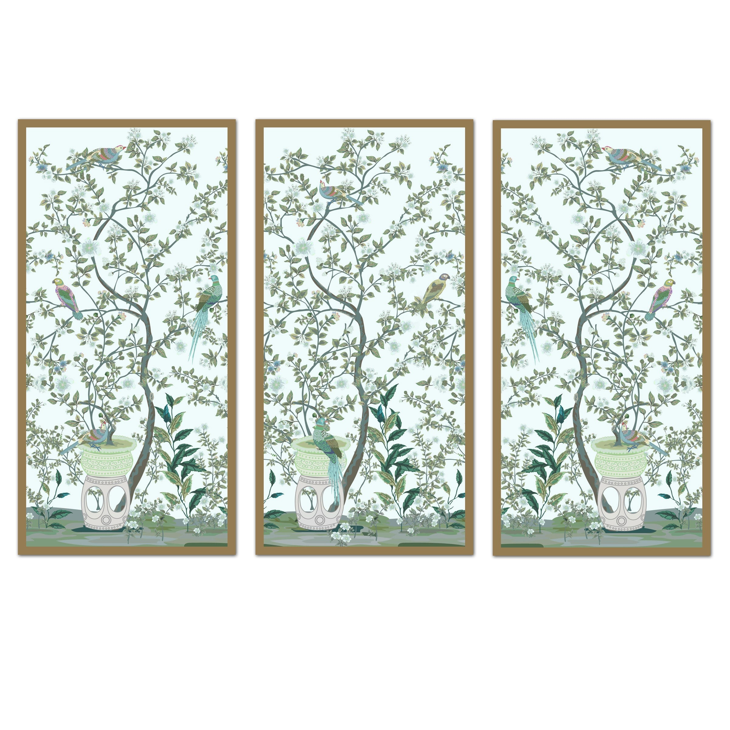 Sitting Bird Panel Trio | Urban Garden Prints