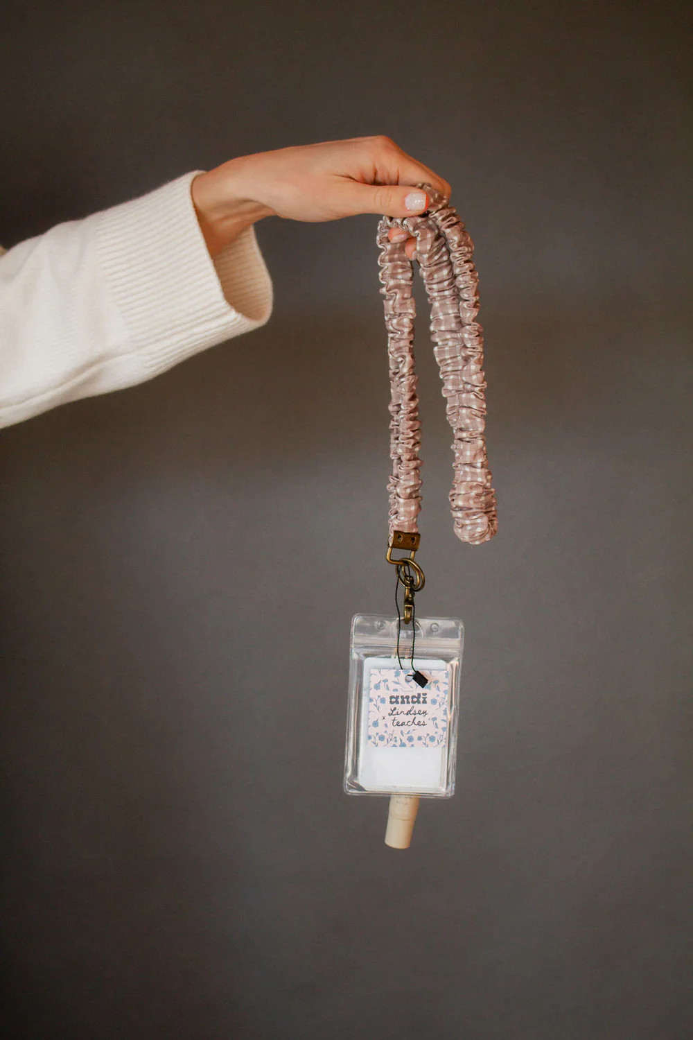 Tan Gingham Lanyard | Shop Andi