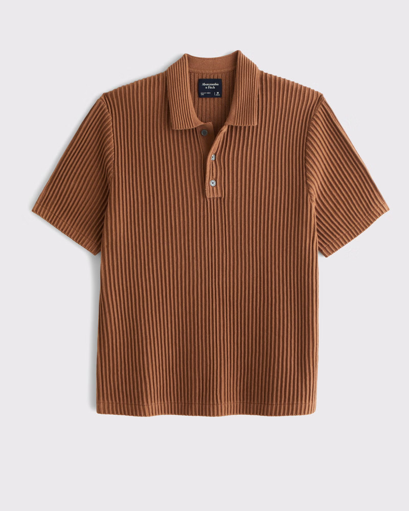 Men's Plisse 3-Button Sweater Polo | Men's New Arrivals | Abercrombie.com | Abercrombie & Fitch (US)