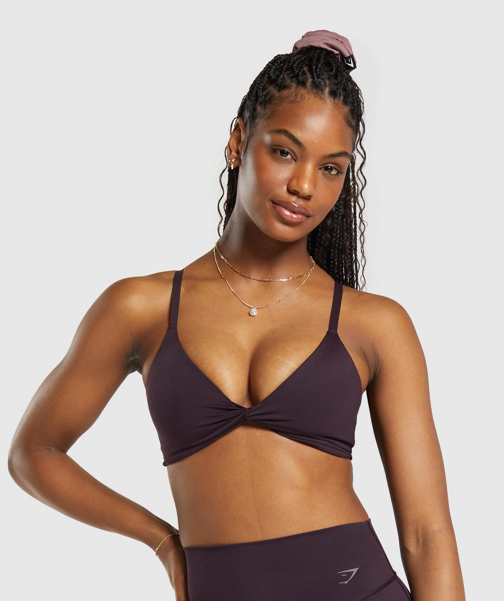 Gymshark Elevate Twist Front Bralette - Plum Brown | Gymshark US