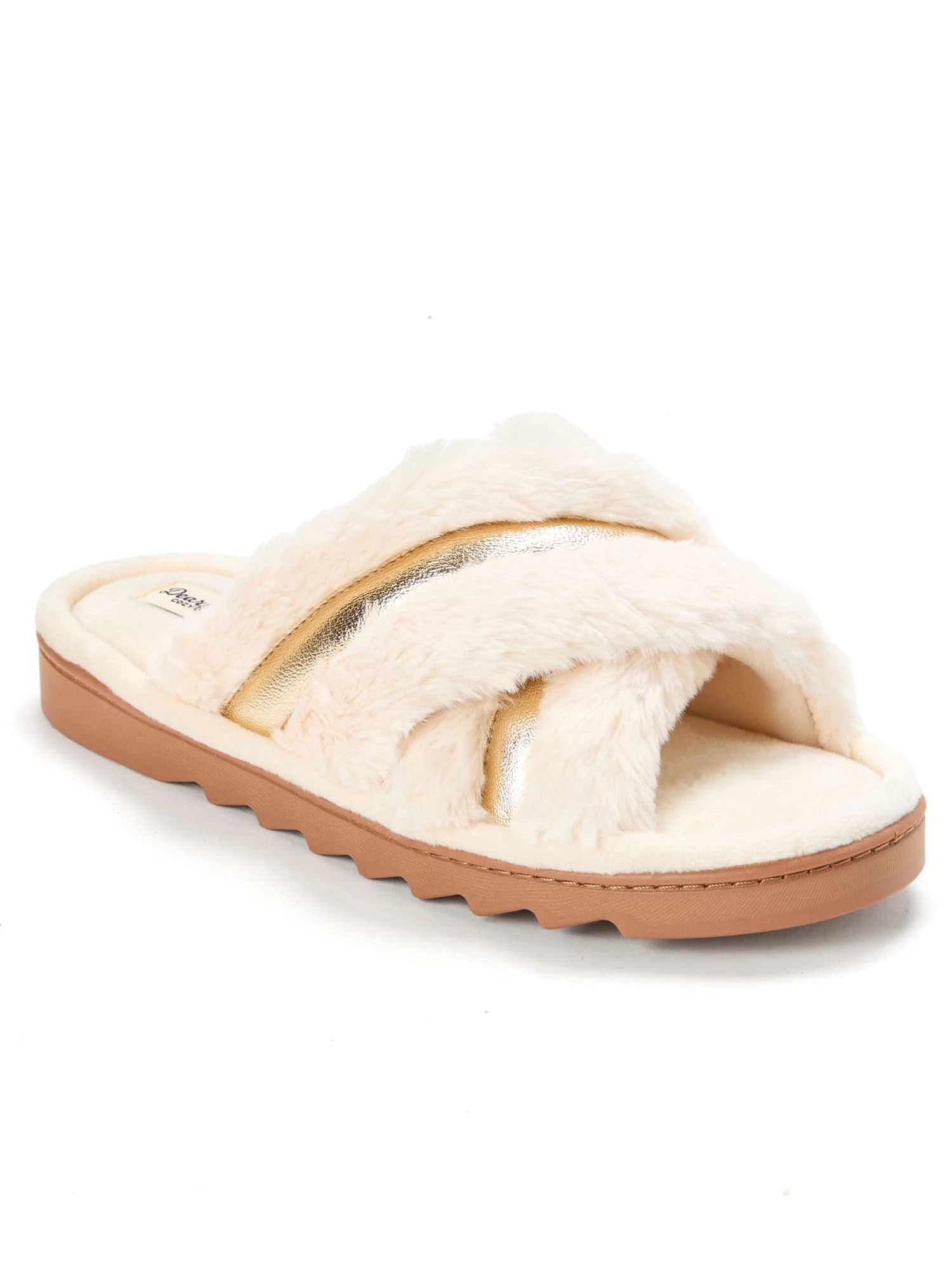 Dearfoams Cozy Comfort Women's Metallic Crossband Slippers | Walmart (US)