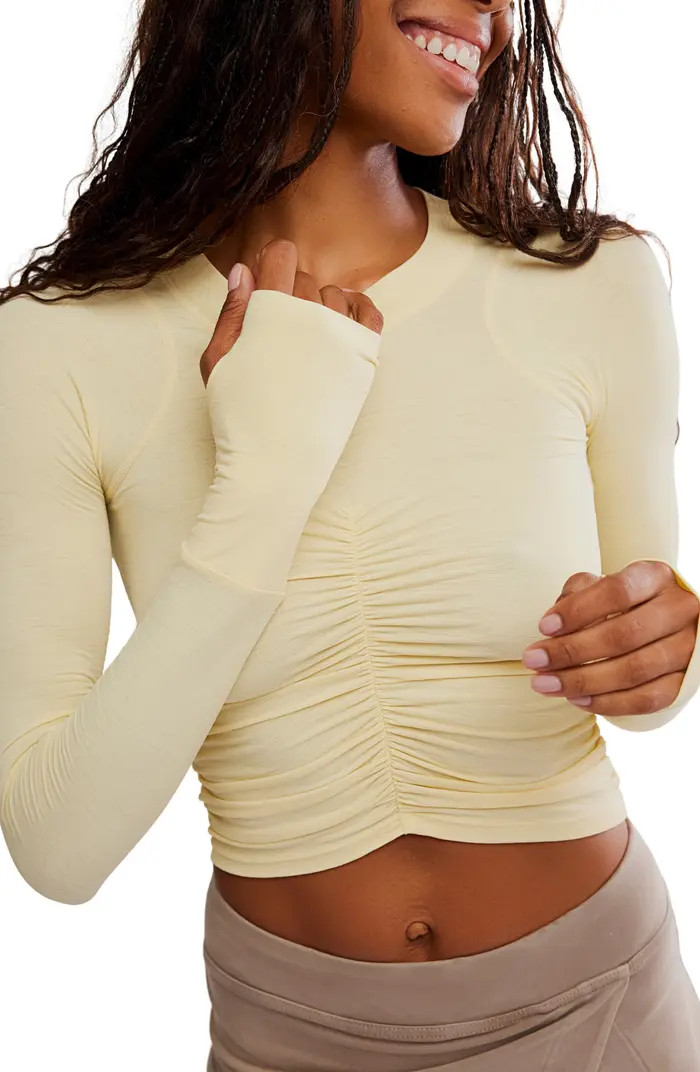 FP Movement Mile a Minute Ruched Long Sleeve Crop T-Shirt | Nordstrom