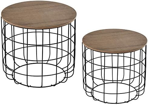 HOMCOM 2 Piece Tea Table Set with a Retro Industrial Style, Extra Storage Space Underneath, & Multip | Amazon (US)