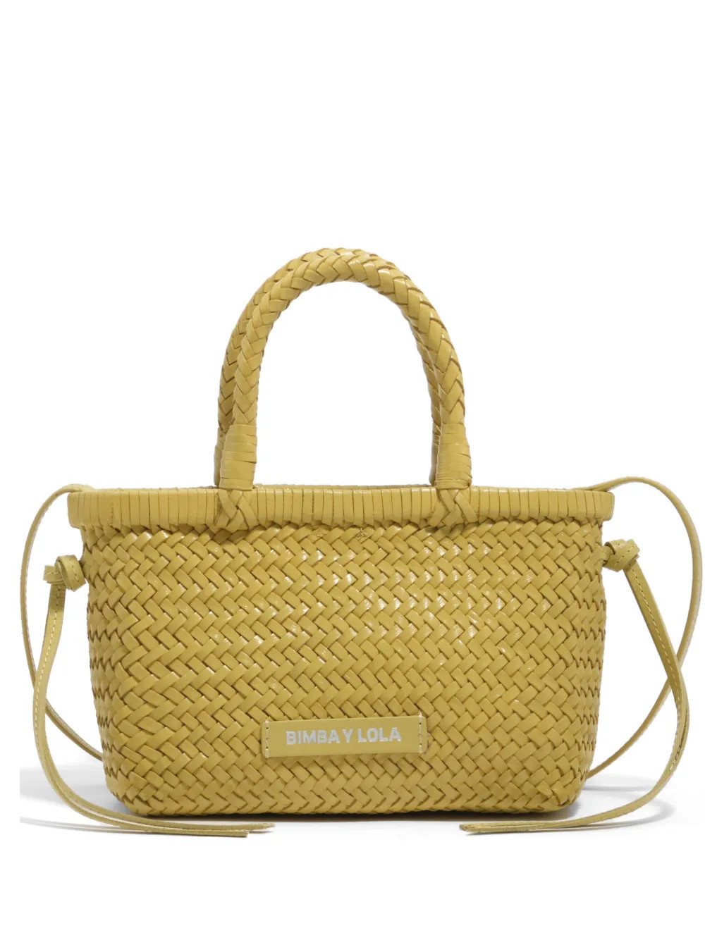 Bimba y Lola small woven leather tote bag - Yellow | Farfetch Global