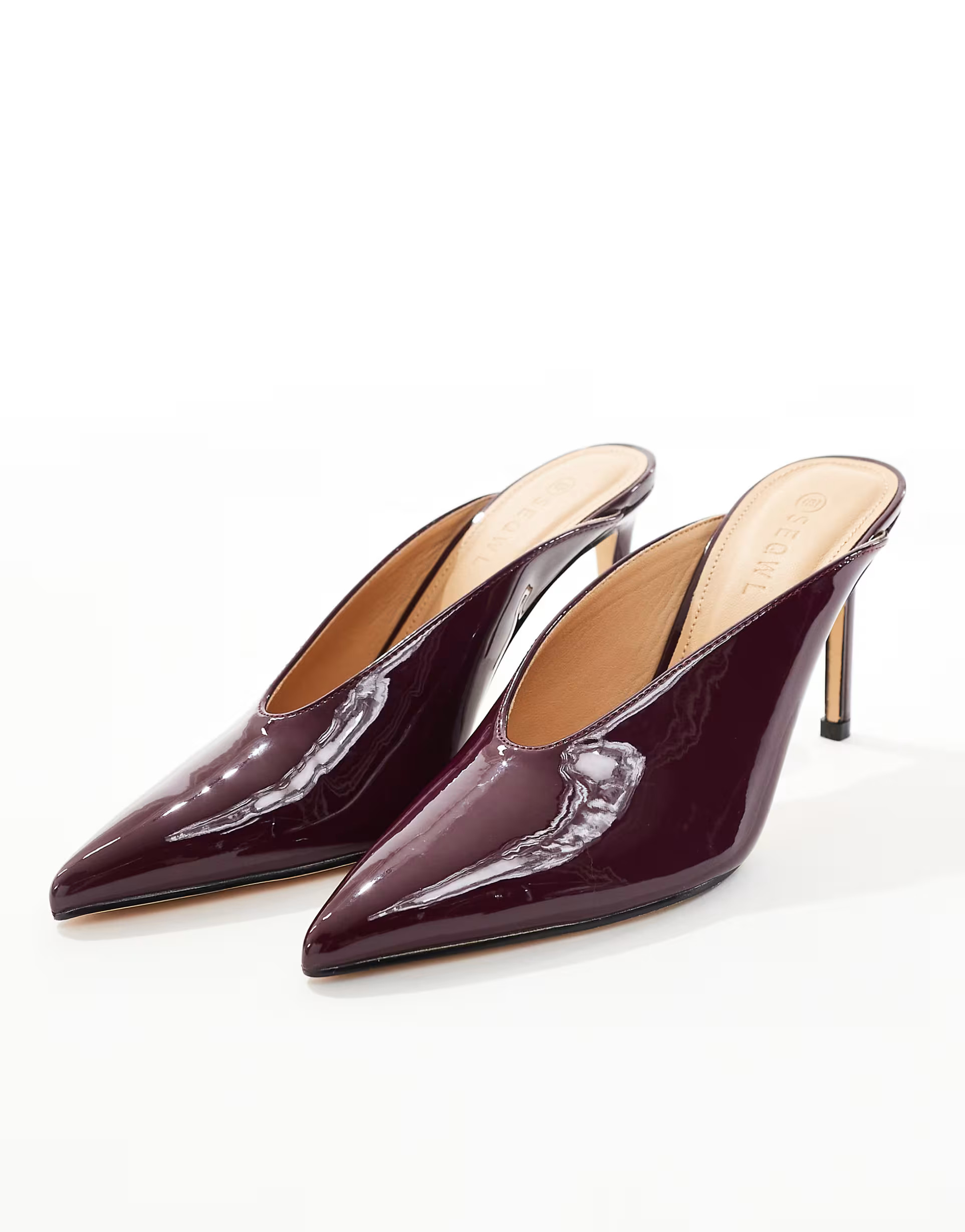 SEQWL Petunia high vamp pumps in burgundy | ASOS | ASOS (Global)