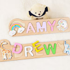 Personalized Toy Gifts, Puzzle Piece Names, Custom Wooden Baby Name Puzzle for Toddlers, Baby Kee... | Etsy (US)