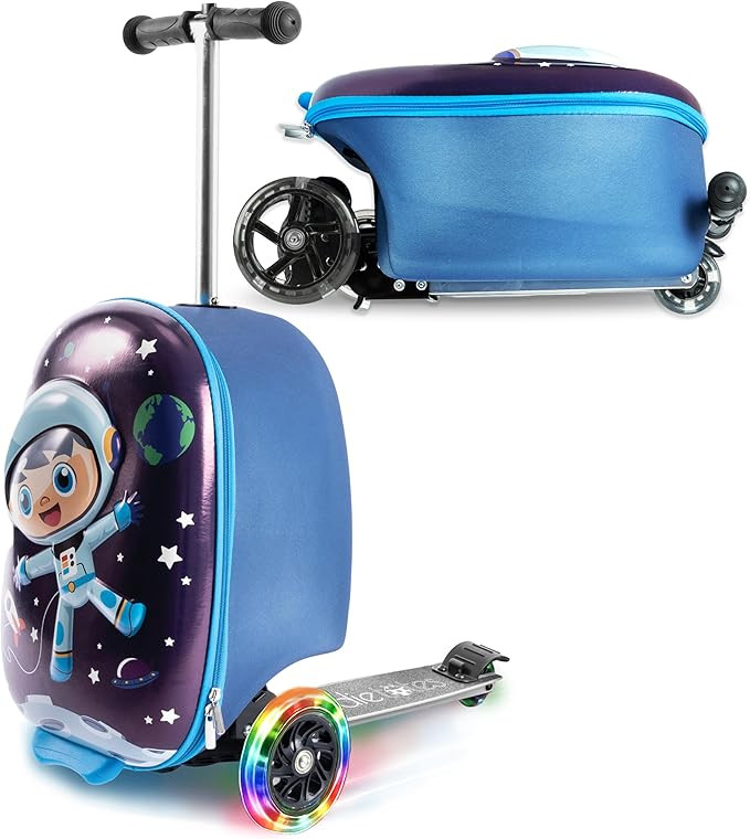 KIDDIETOTES 3-D Hardshell Luggage Scooter for Kids - Lightweight Rideable Luggage for kids - Fits... | Amazon (US)