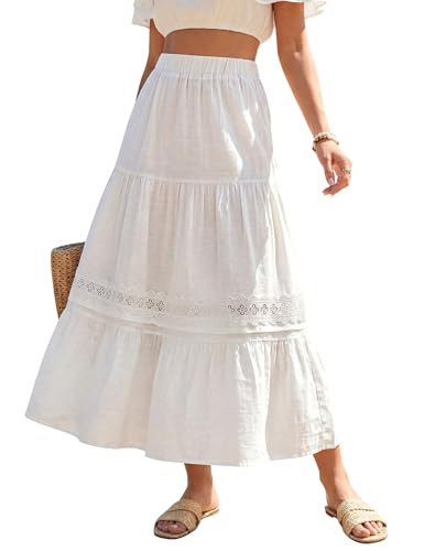 Blooming Jelly Womens Maxi Skirt Boho Summer Long Skirts Flowy High Waist Tiered Casual Beach Dre... | Amazon (US)