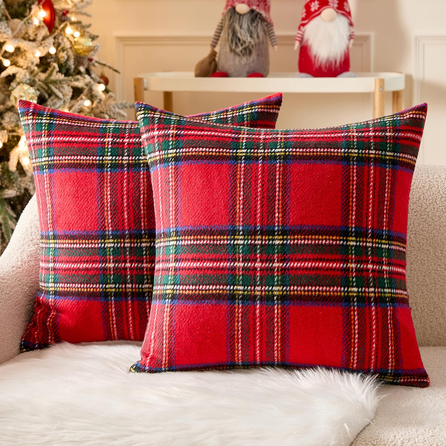 MIULEE Christmas Plaid Decorative Throw Pillow Covers Set of 2 Scottish Tartan Vintage Farmhouse ... | Amazon (US)