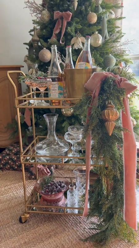 A festive bar cart for Christmas & NYE! Pink, gold and crystals make this the cutest bar cart!

#LTKHoliday #LTKhome #LTKparties