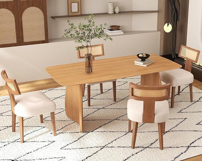 70.86 Inch Dining Table with Wood Legs, Farmhouse Wood Rectangular Dining Table for Dining Room, ... | Amazon (US)