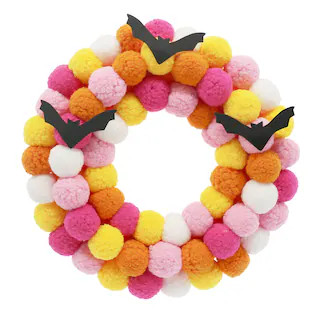 16.5" Bats & Pom Poms Wreath by Ashland® | Michaels | Michaels Stores
