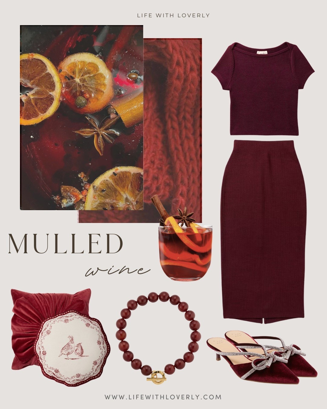 Mulled wine inspired moodboard outfit! Love this shade of burgundy! The prettiest color for this time of year. 

Life with Loverly, Loverly grey, burgundy mood board, wine color palette, winter fall outfits, Christmas fashionn

#LTKHoliday #LTKootd #LTKFindsUnder50