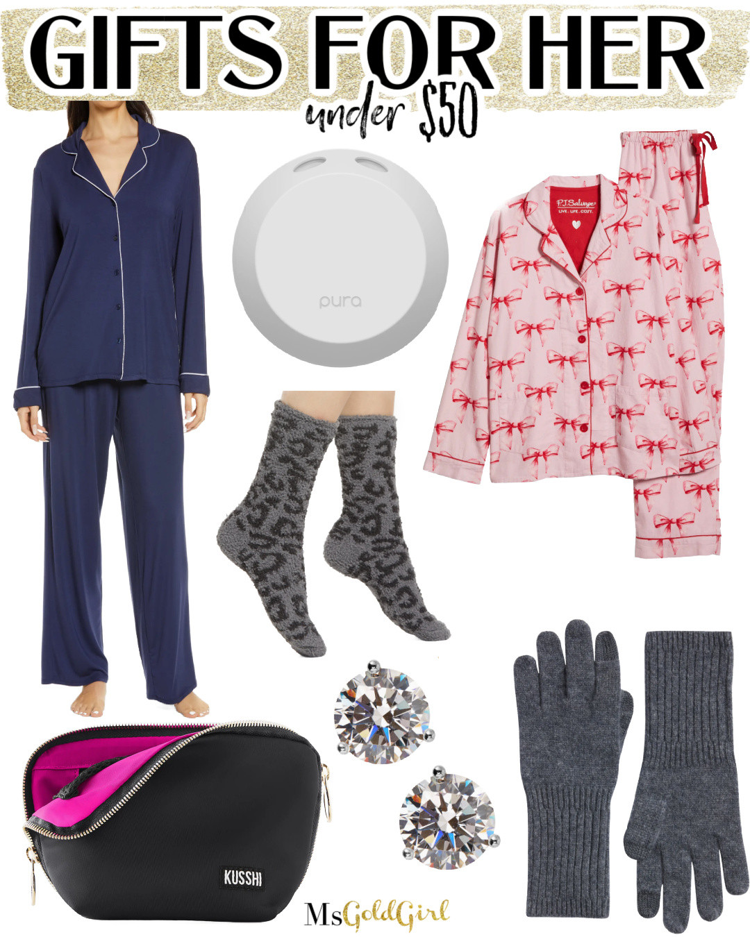 I sourced more gifts from @Nordstrom for the women in your life who might not be huge makeup fans. I can personally attest that the navy pajamas are perfect for hot sleepers, and the makeup case is what I use every time I travel. I do have my eyes on those flannel pink pjs and I think I NEED the cashmere gloves! #NordstromPartner #giftsforher #giftsunder50  

 #LTKGiftGuide #LTKSeasonal #LTKFindsUnder50