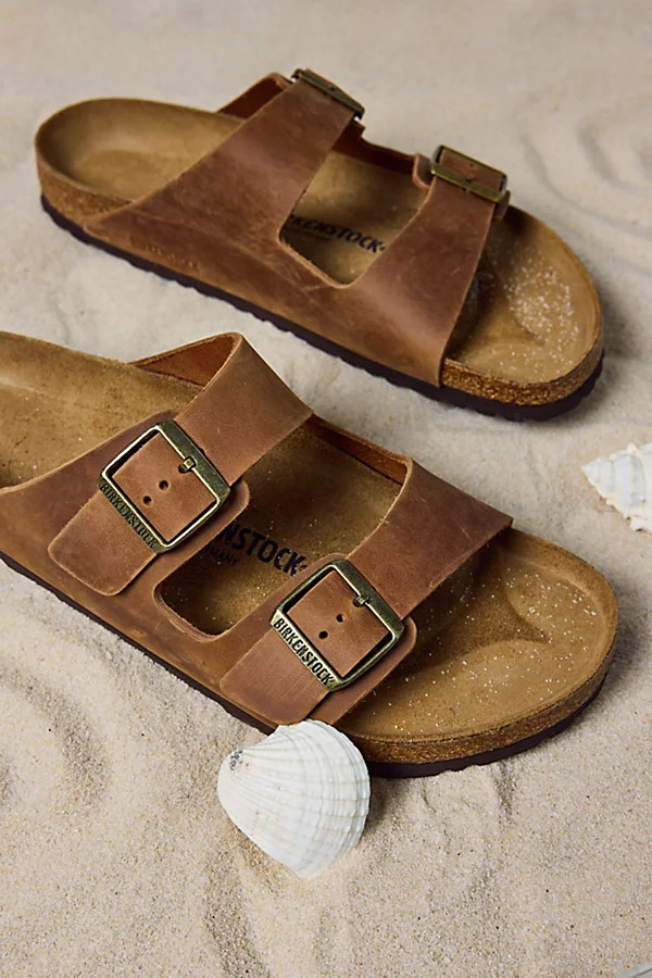Birkenstock Women's Arizona Oiled Leather Sandals in Cognac Oiled Leather, Women's at Urban Outfitters | Urban Outfitters (US and RoW)