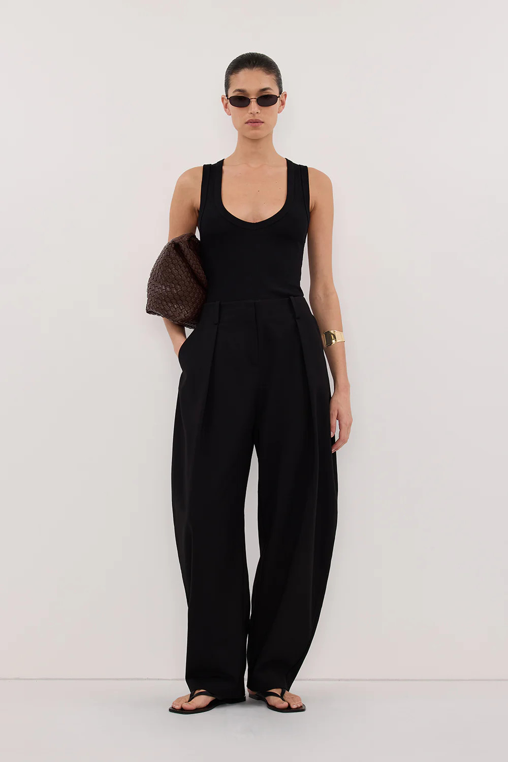 YASMIN BLACK KNIT TANK | DISSH