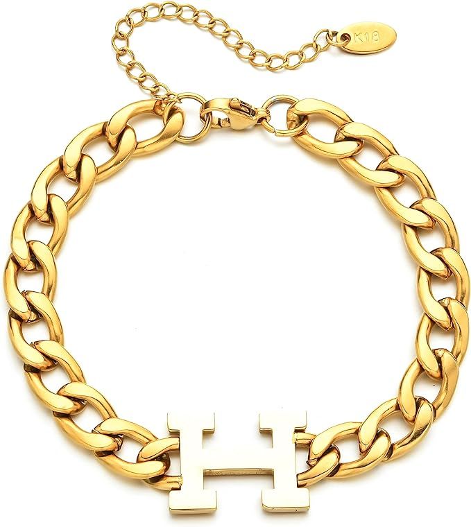 TassadarGlory Chunky Gold Chain Bracelet for Women-Gold Cuban Link Chain Bracelets Aesthetic Cute... | Amazon (US)