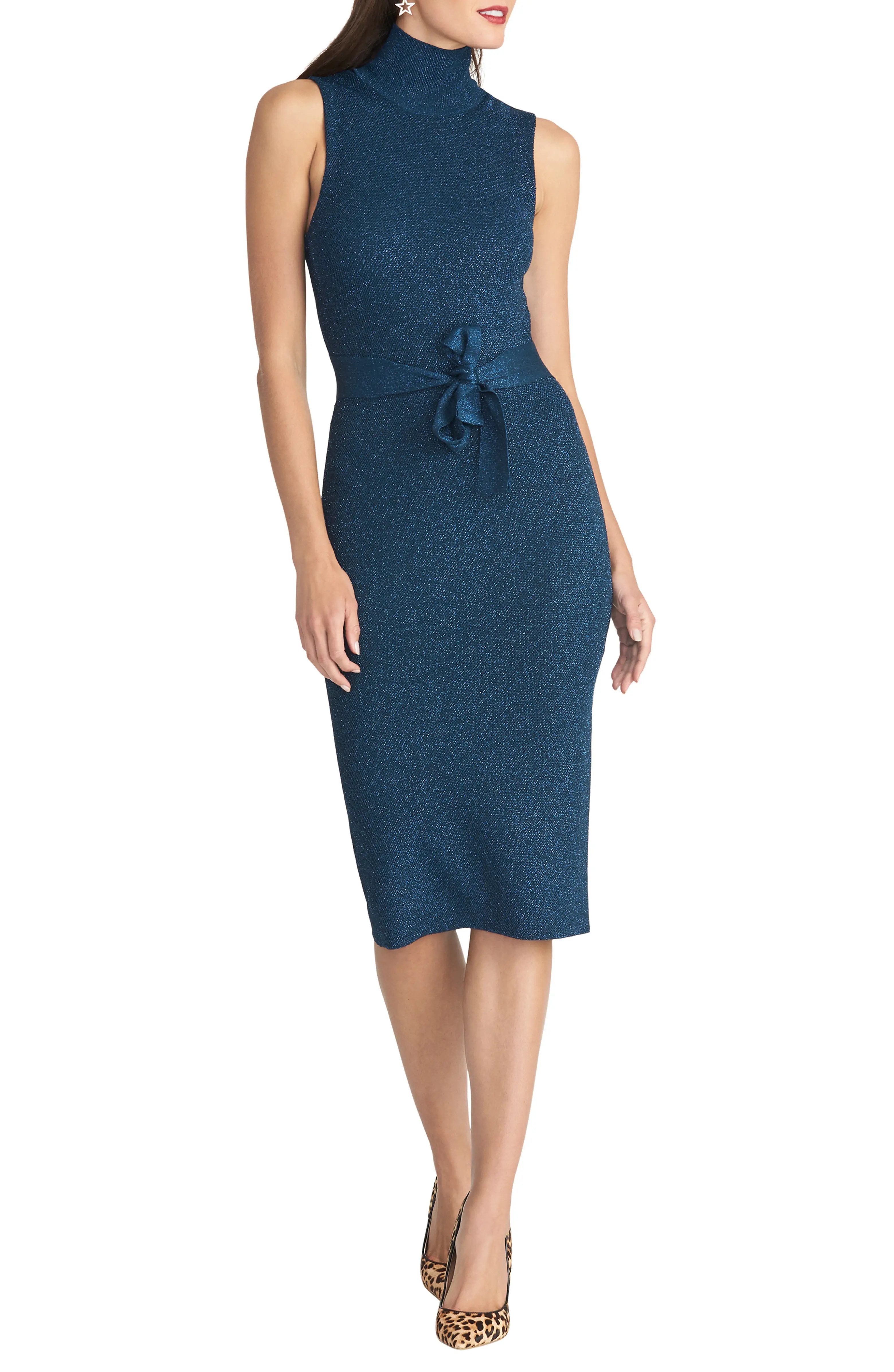 Kiki Metallic Tie Waist Sweater Dress | Nordstrom