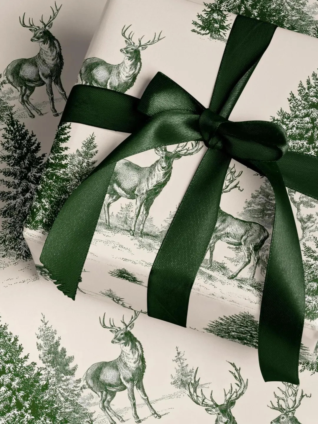 Toile Christmas Wrapping Paper. Vintage Woodland Christmas Gift Wrap. Holiday Gift Wrap Roll. Cla... | Etsy (US)